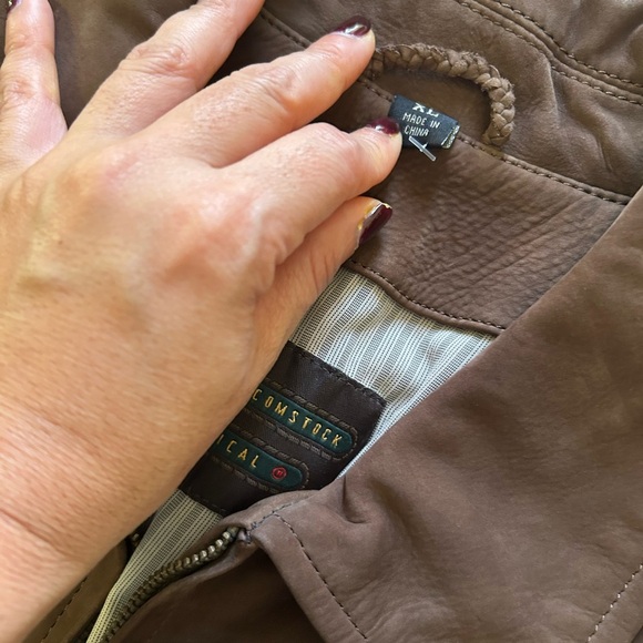 Robert Comstock Vertical Brown baby calf nubuck Leather  Jacket cl - Picture 11 of 17